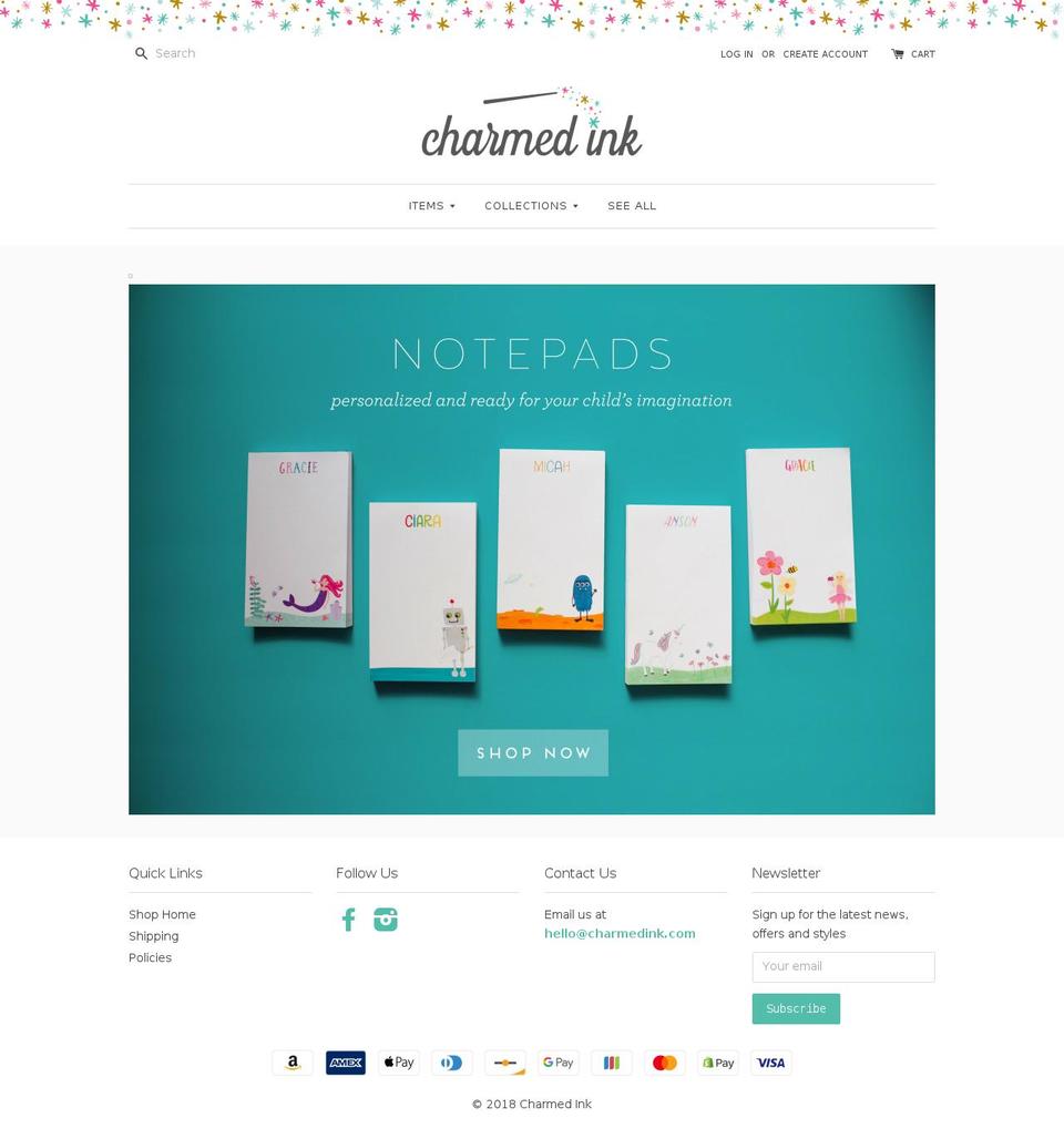 charmedink.com — Shopify storefront screenshot