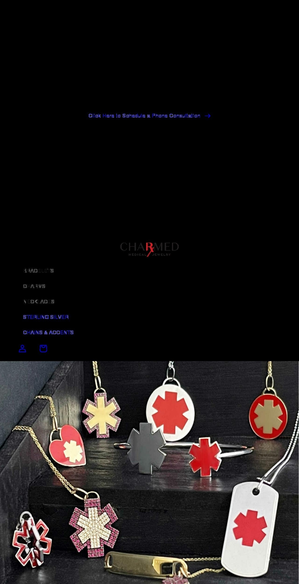 charmedmedicaljewelry.com shopify website screenshot
