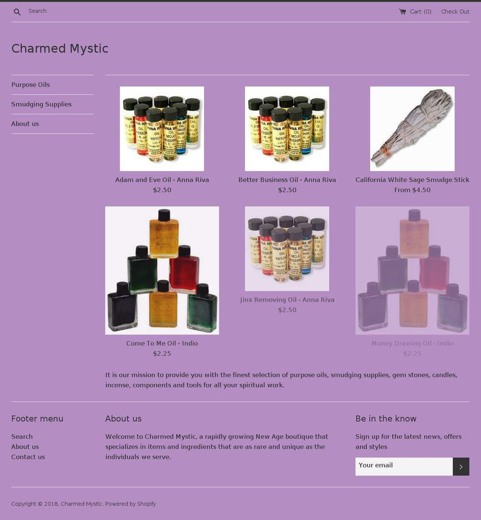 charmedmystic.com shopify website screenshot