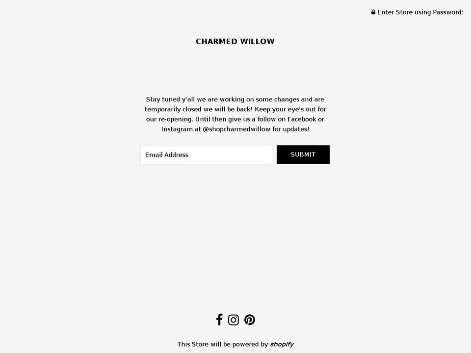 charmedwillow.com shopify website screenshot