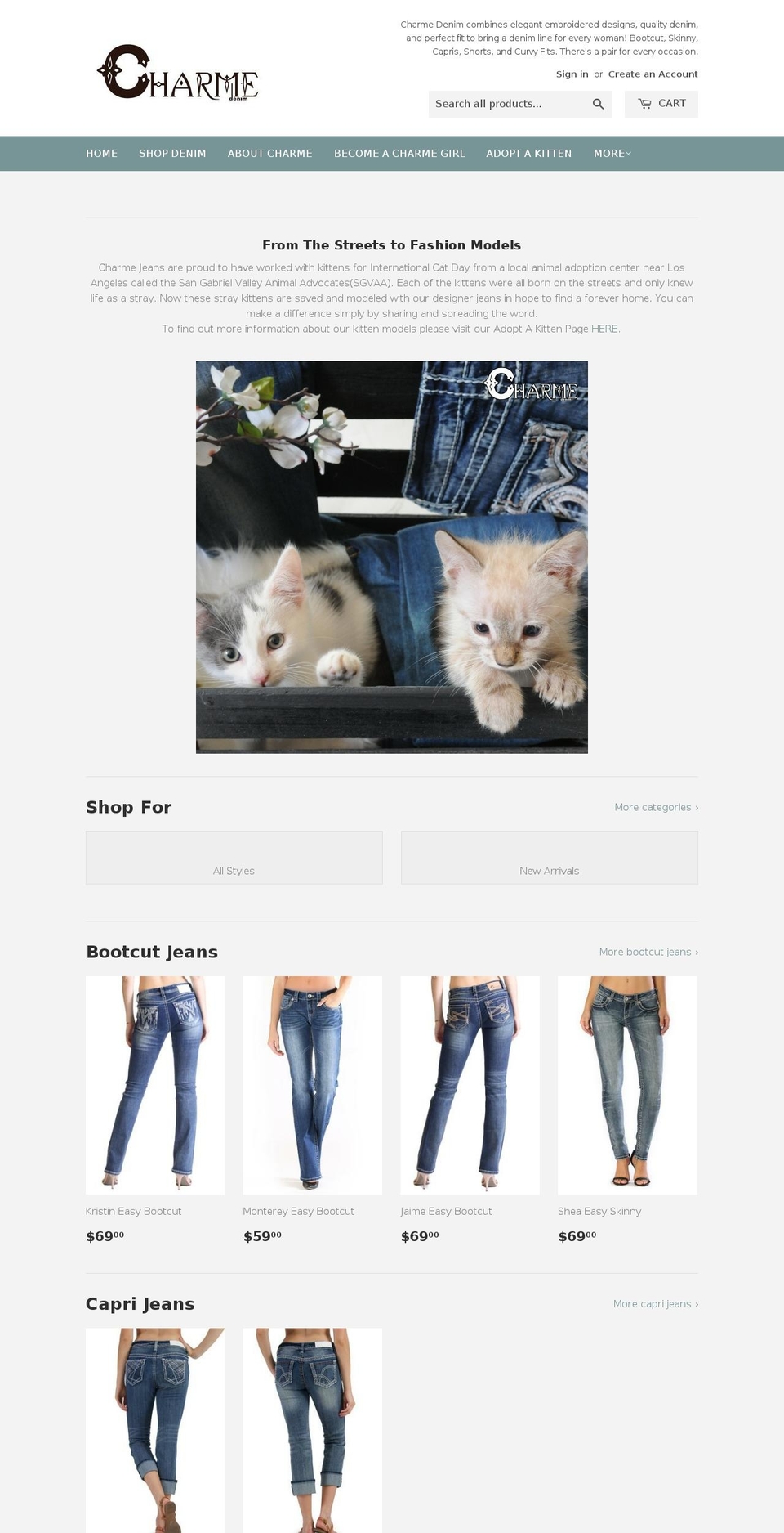 charmejeans.com shopify website screenshot