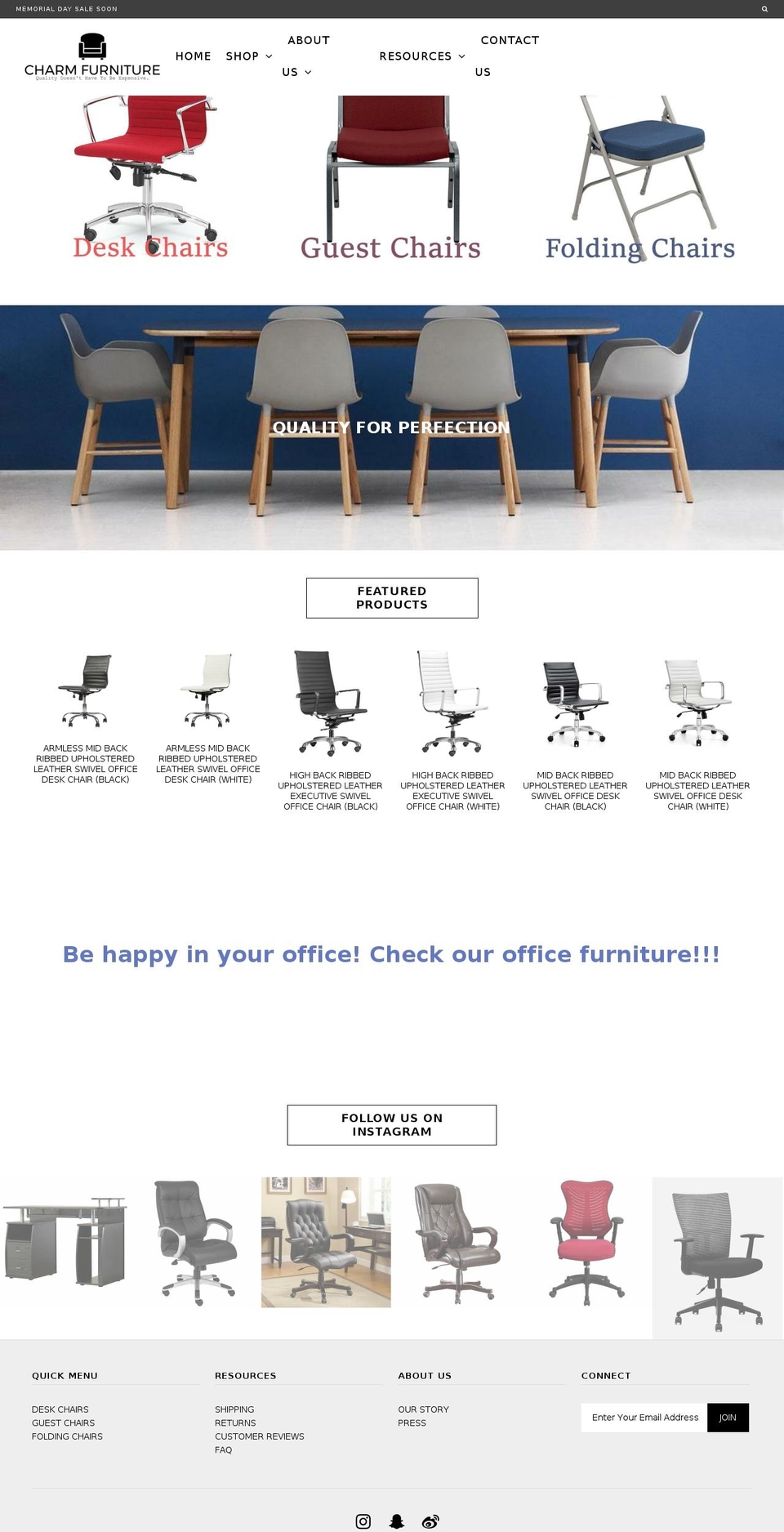 charmfurniture.com — Shopify storefront screenshot