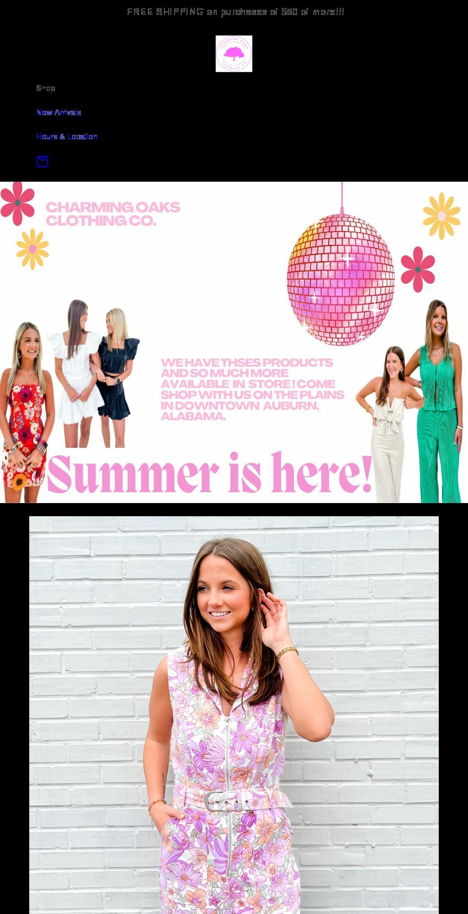 charming-oaks.com shopify website screenshot