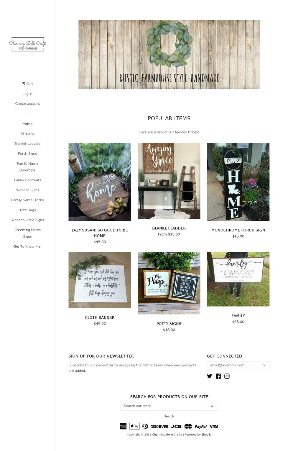 charmingbellecrafts.com — Shopify storefront screenshot
