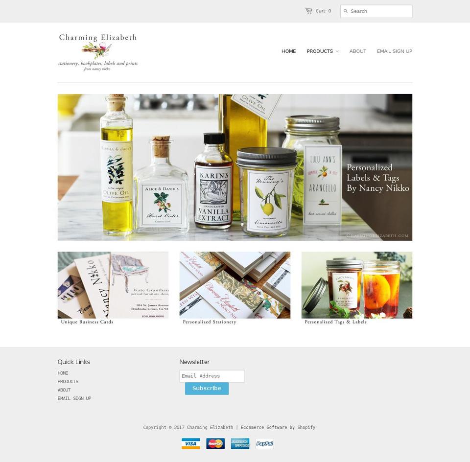 charmingelizabeth.com shopify website screenshot
