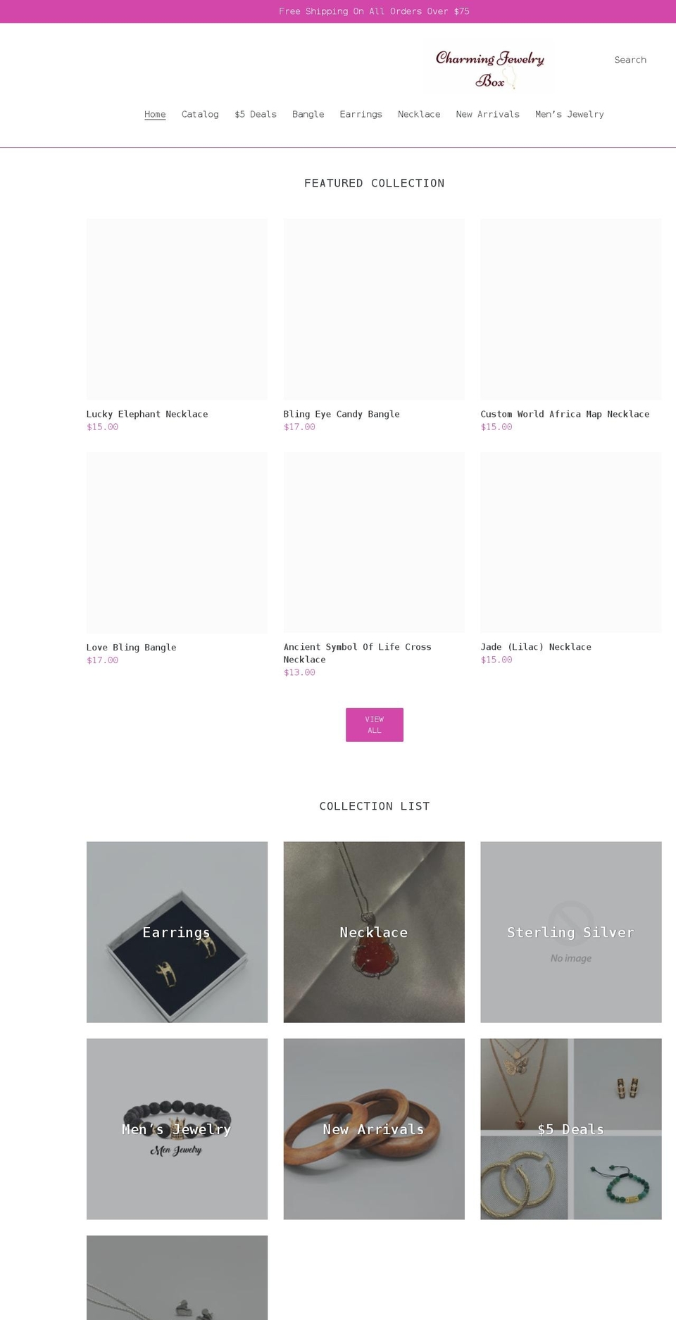 charmingjewelrybox.com shopify website screenshot