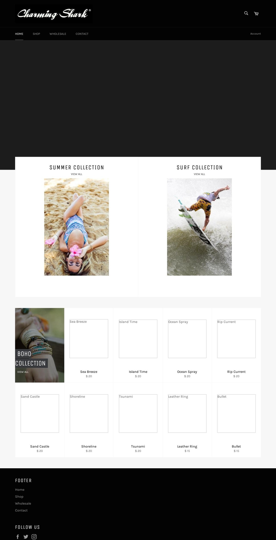 charmingsharkretail.com — Shopify storefront screenshot