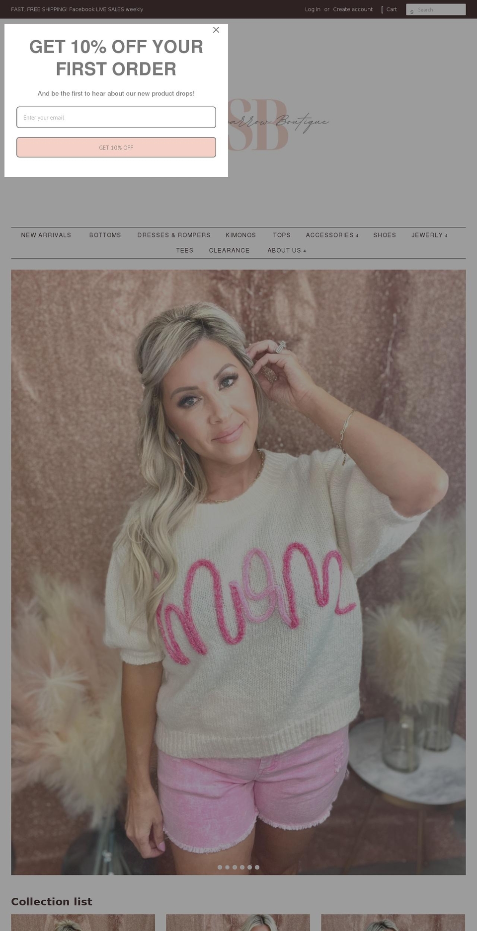 charmingsparrowboutique.com shopify website screenshot