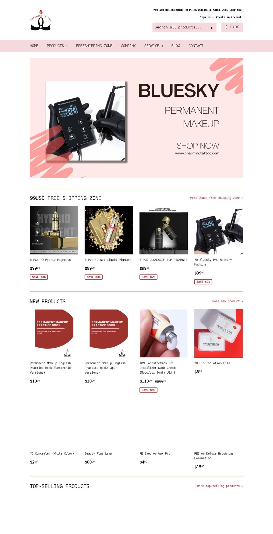 charmingtattooshop.com shopify website screenshot