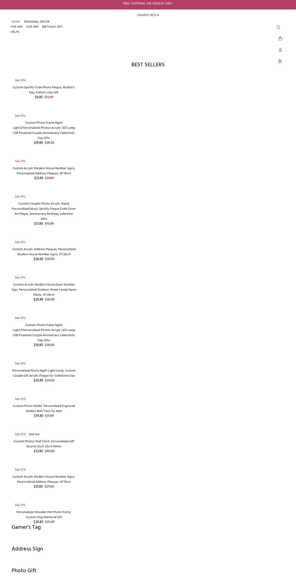 charmnova.com shopify website screenshot