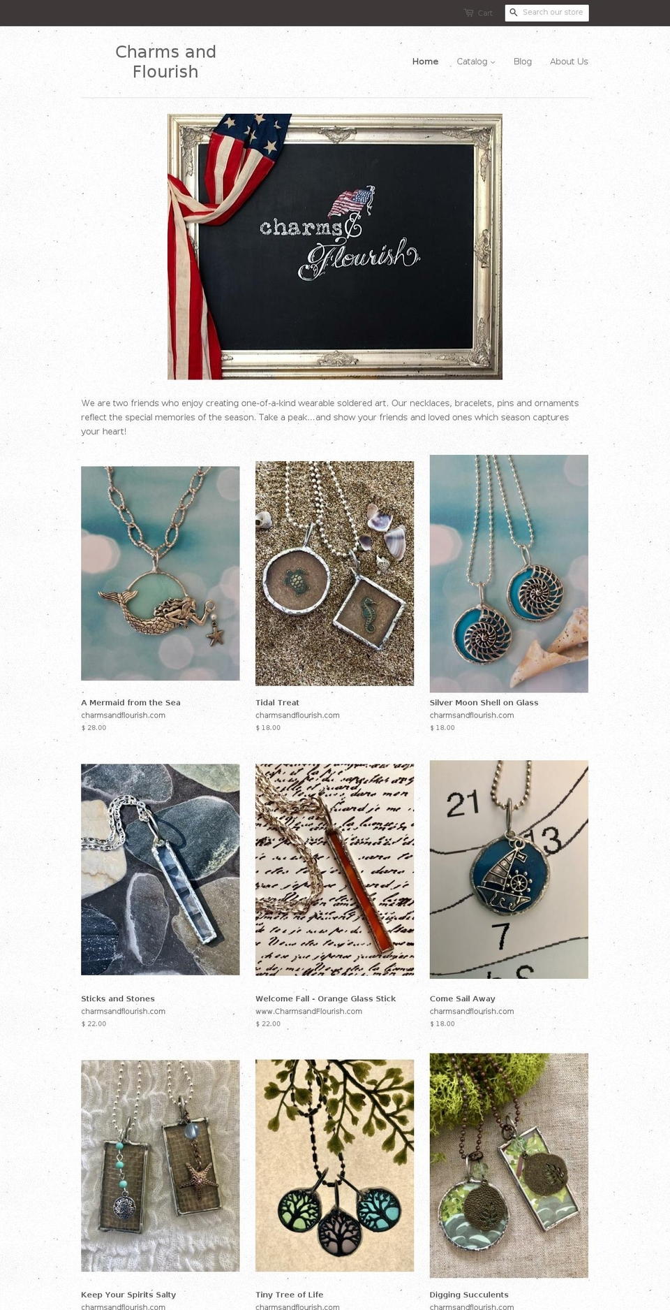 charmsandflourish.com — Shopify storefront screenshot