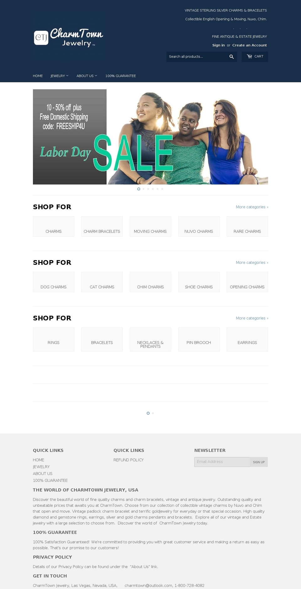charmtownjewelry.com — Shopify storefront screenshot