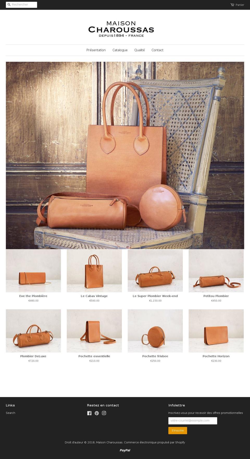 charoussas.com shopify website screenshot