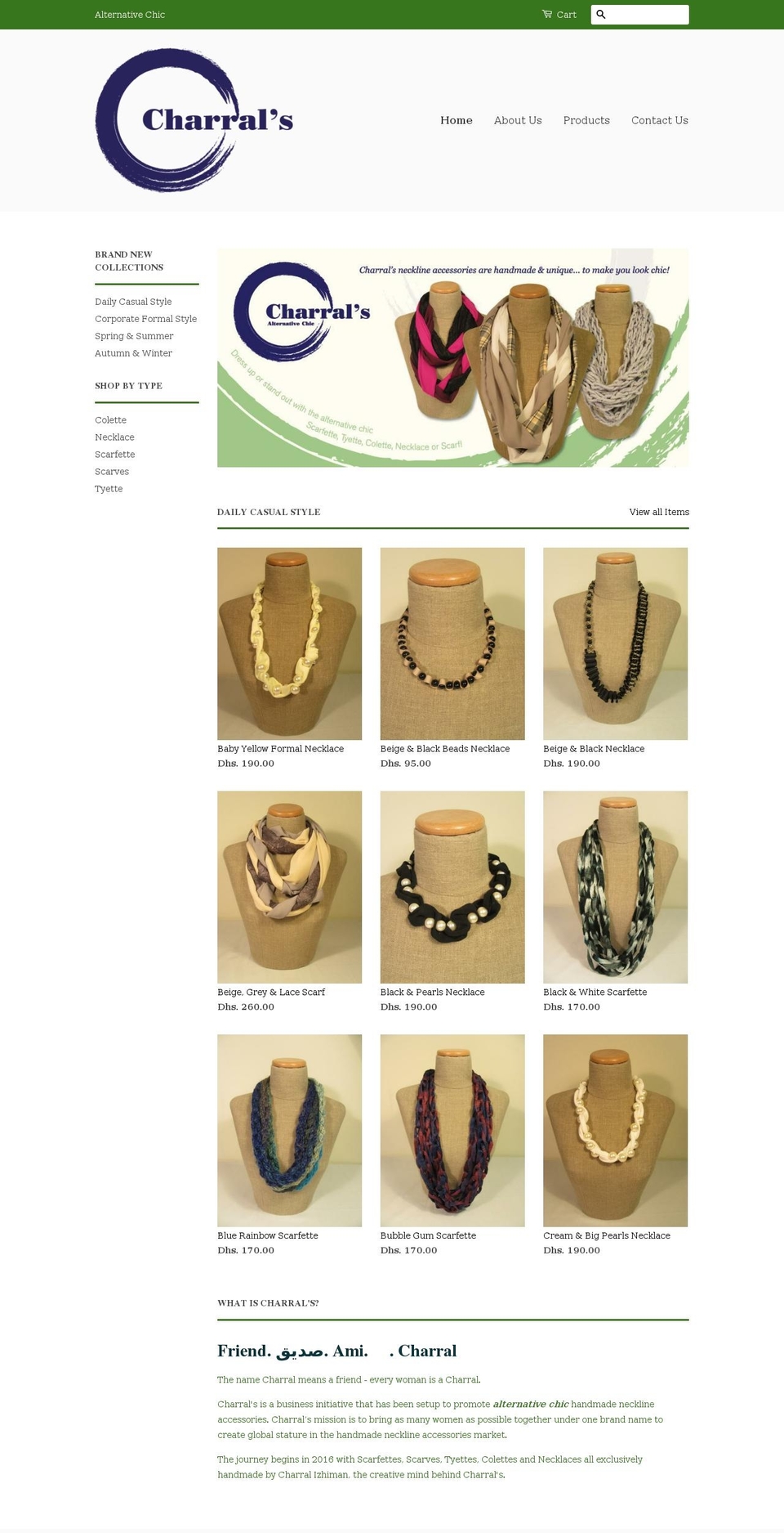 charrals.com shopify website screenshot