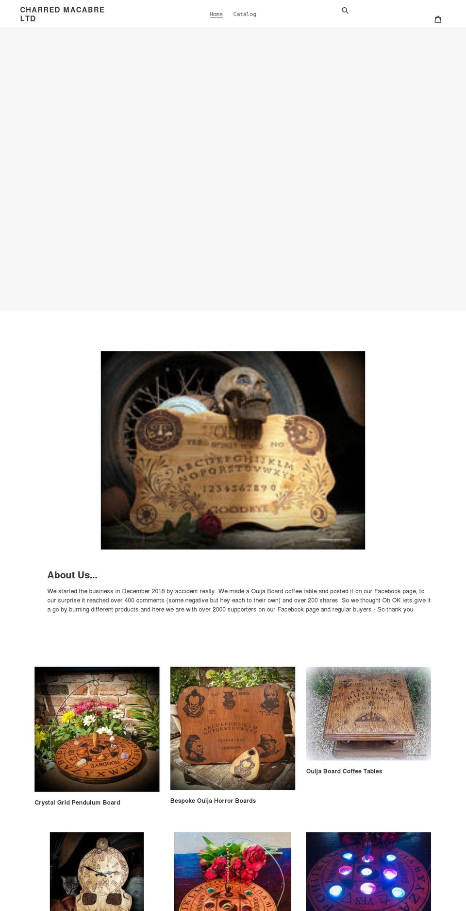 charred-macabre.com shopify website screenshot