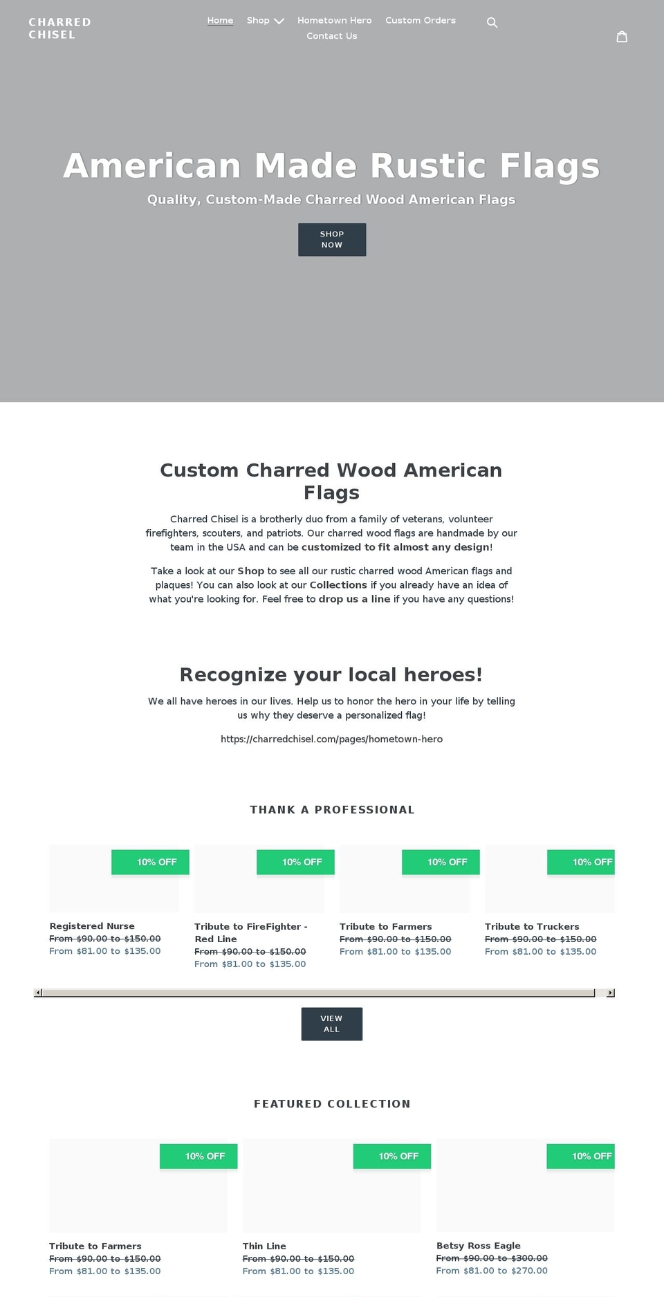 charredchisel.com shopify website screenshot