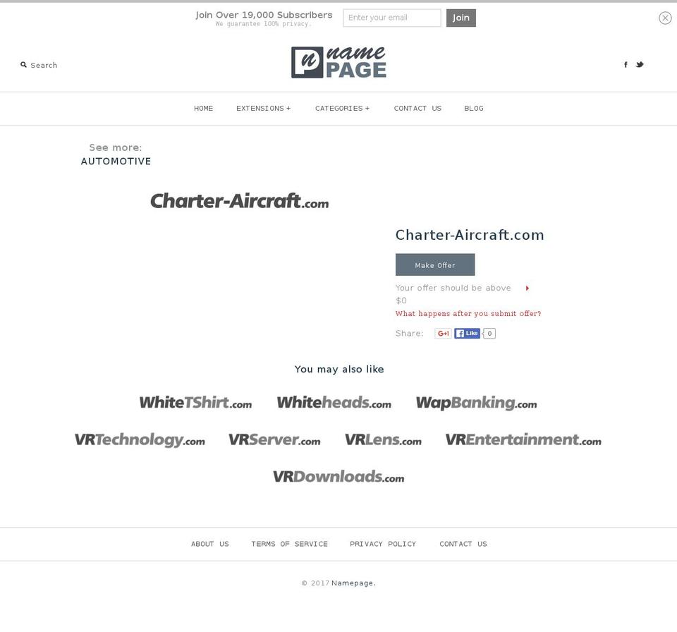 charter-aircraft.com shopify website screenshot