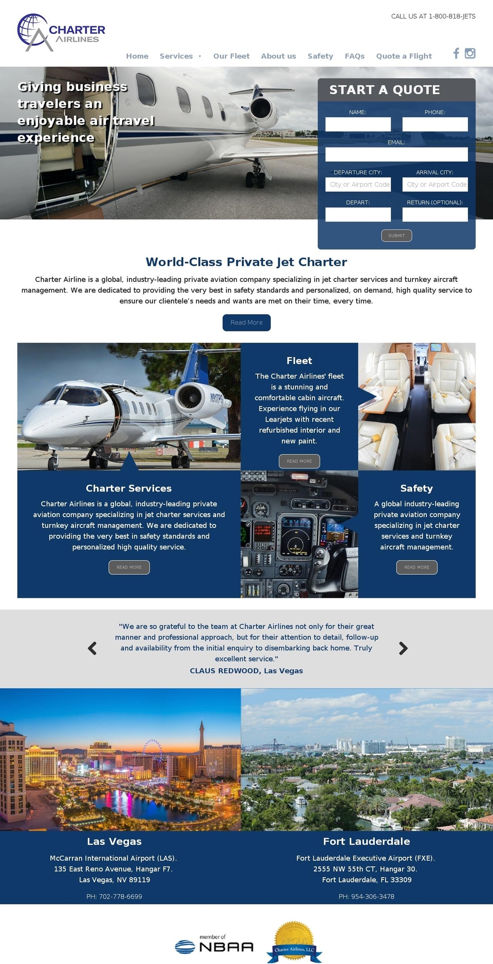 charterairlinesllc.com shopify website screenshot
