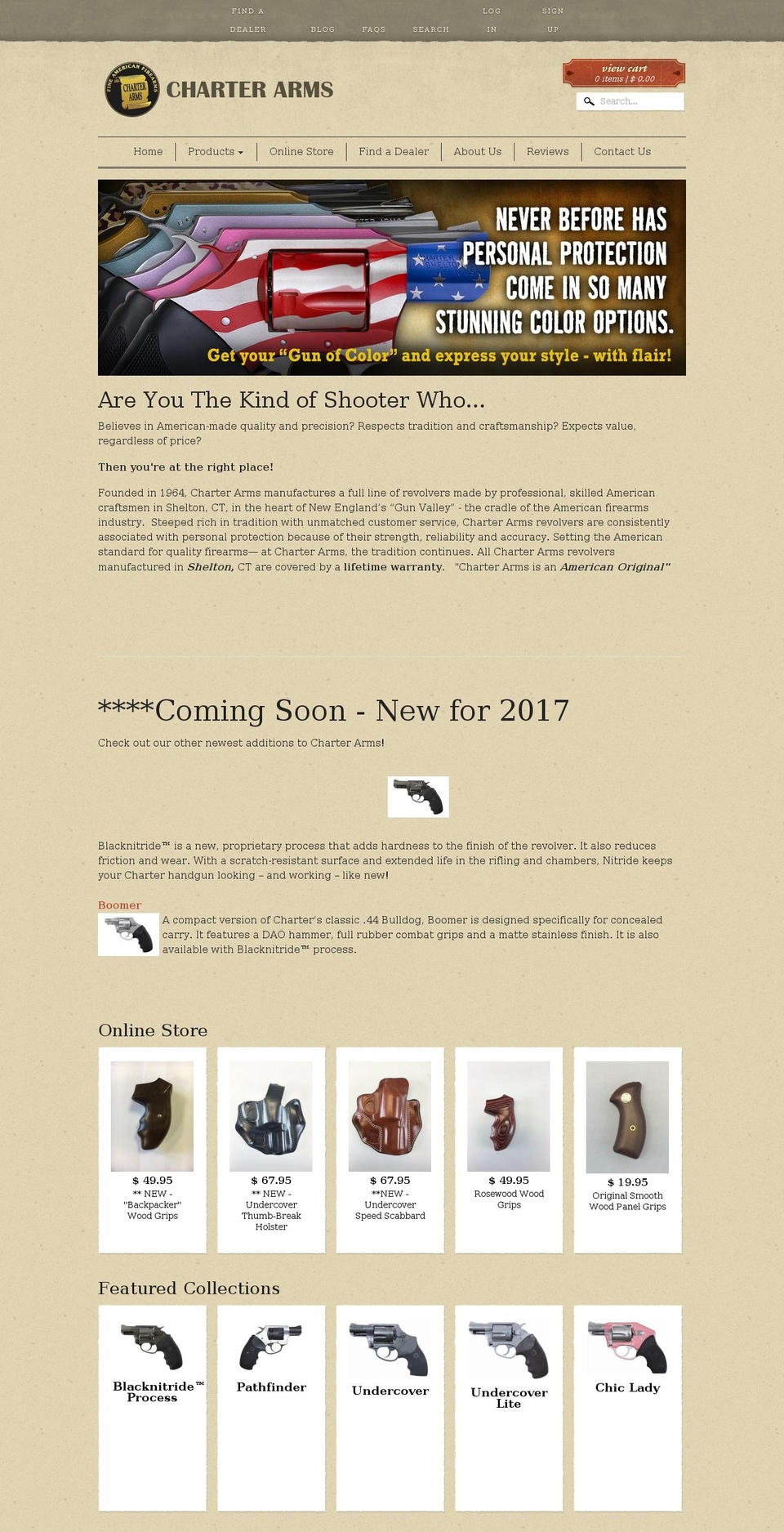 Flex Shopify theme site example charterfirearms.com