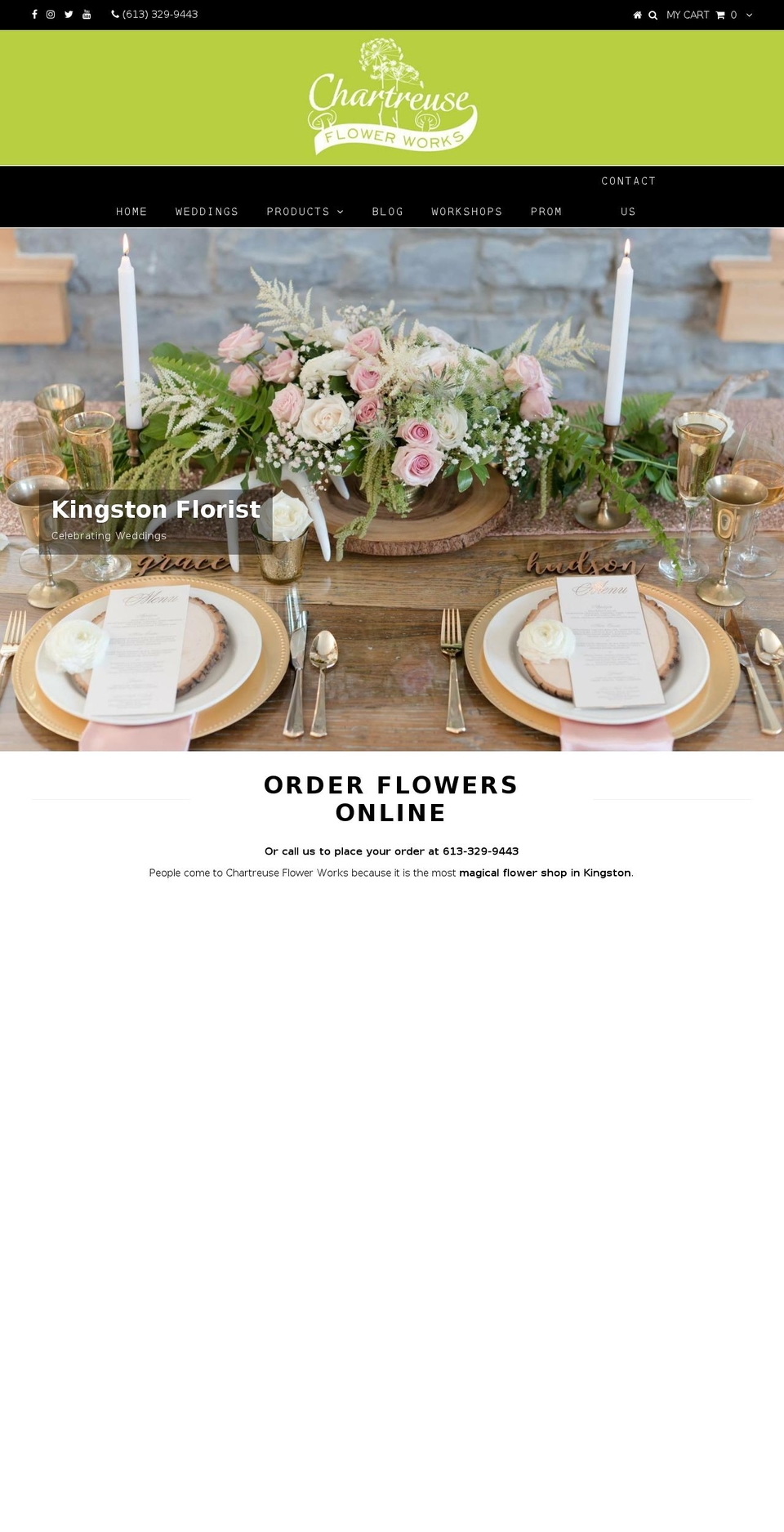 chartreuseflowerworks.com shopify website screenshot