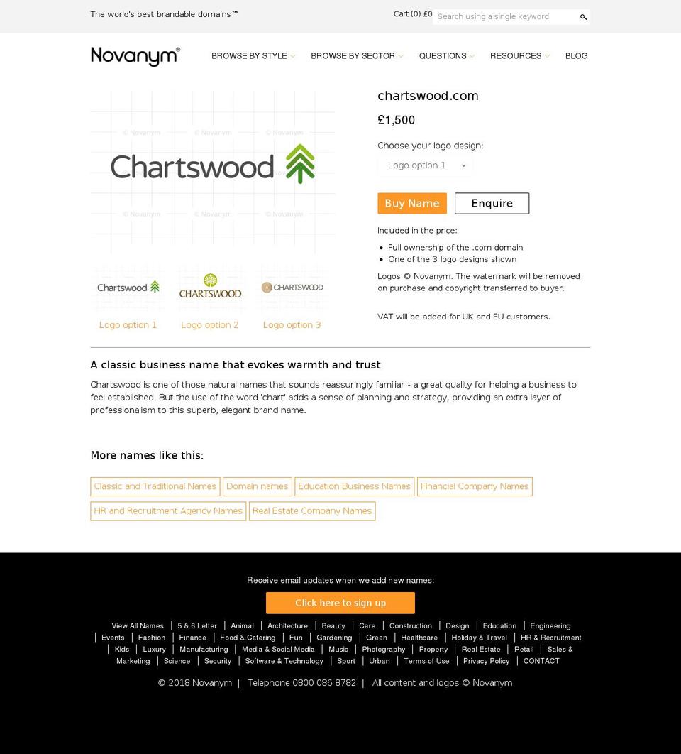 chartswood.com — Shopify storefront screenshot