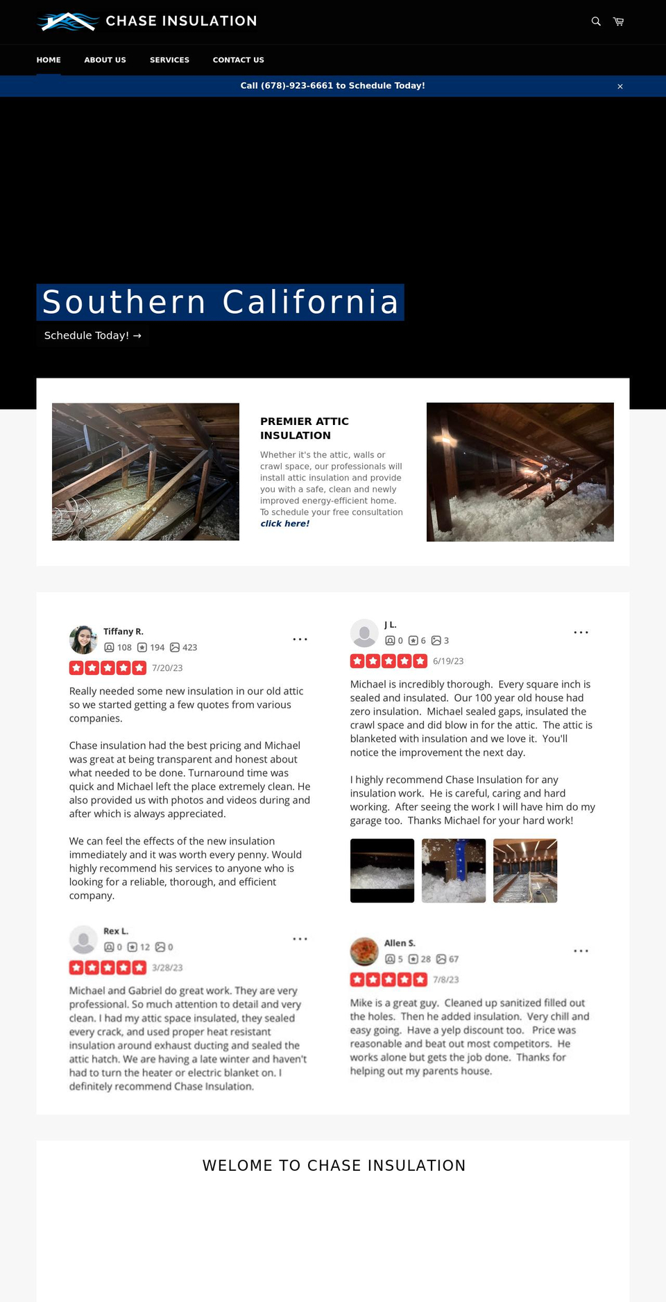 chase-insulation.com shopify website screenshot