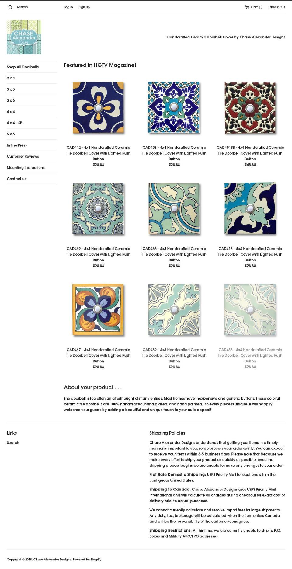 chasealexanderdesigns.com shopify website screenshot