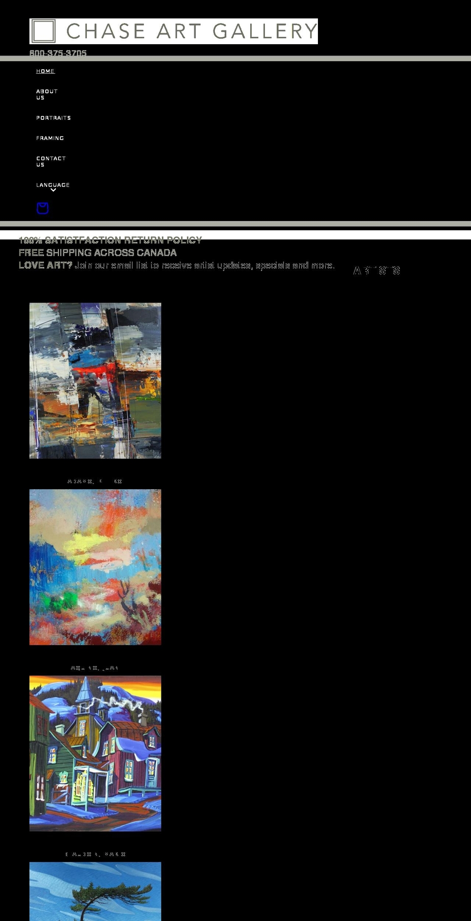 chaseartgallery.com shopify website screenshot