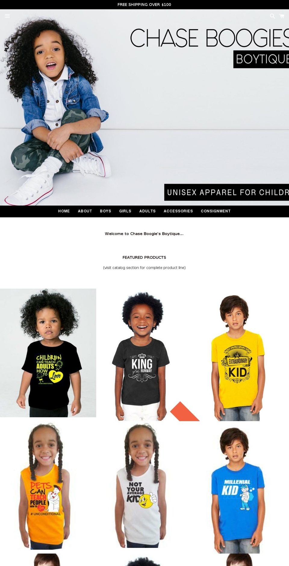 chaseboogiesboytique.com — Shopify storefront screenshot