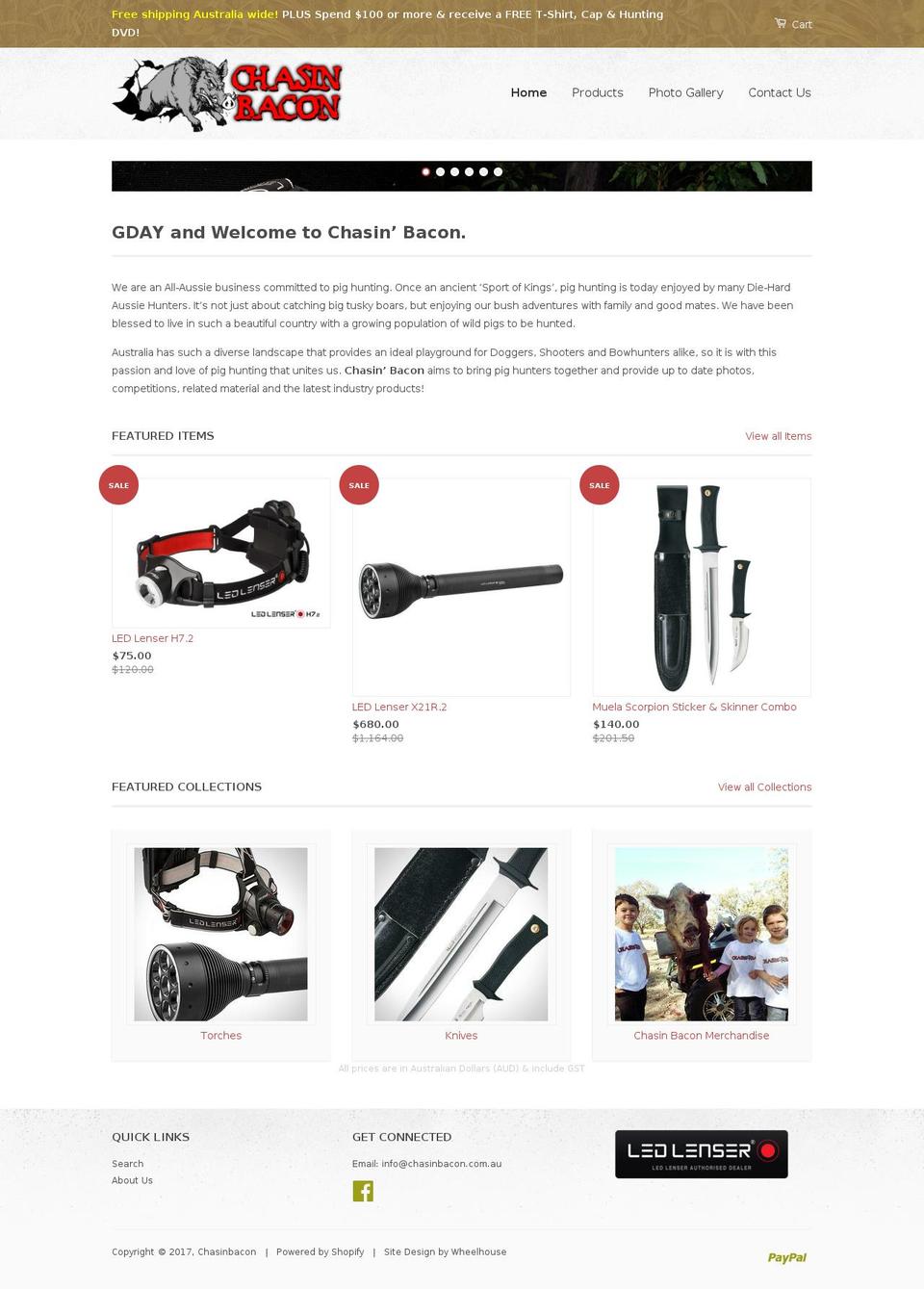 chasinbacon.com.au shopify website screenshot