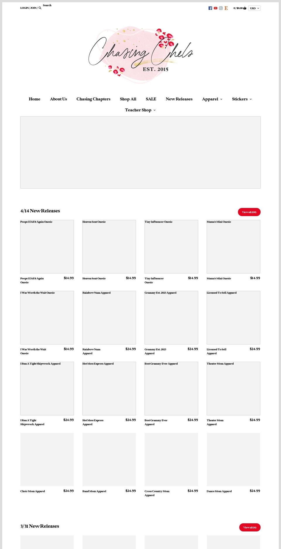 chasing-chels.com shopify website screenshot