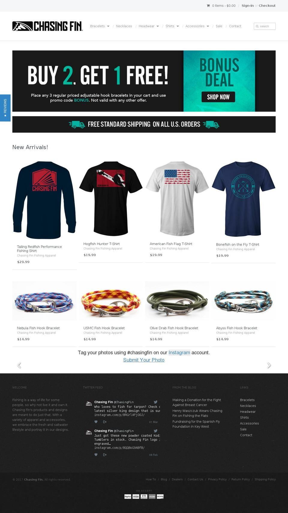 chasingfin.com shopify website screenshot