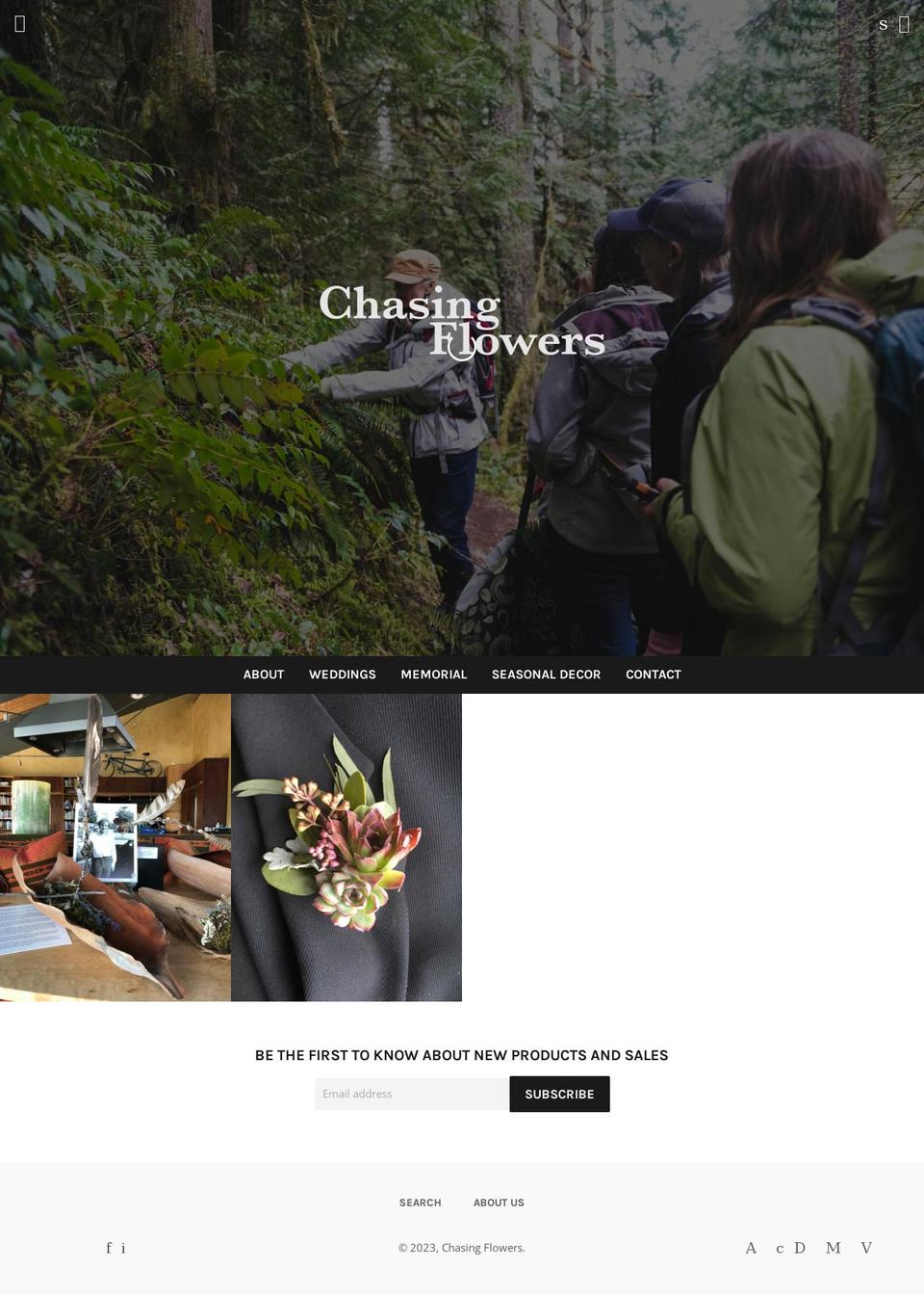 chasingflowers.com shopify website screenshot