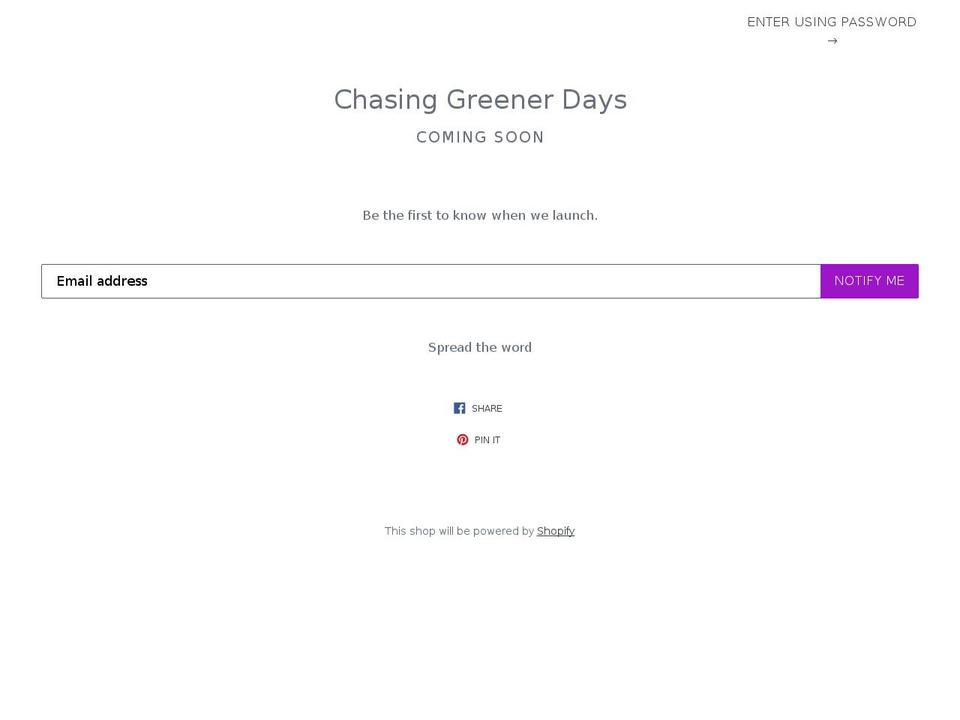 chasinggreenerdays.com shopify website screenshot