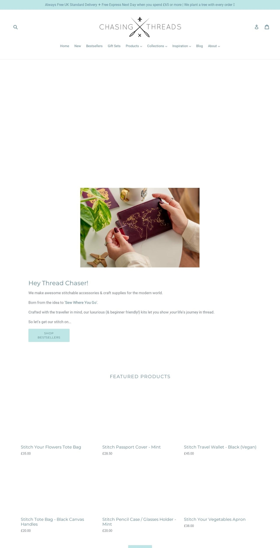chasingthreads.com shopify website screenshot