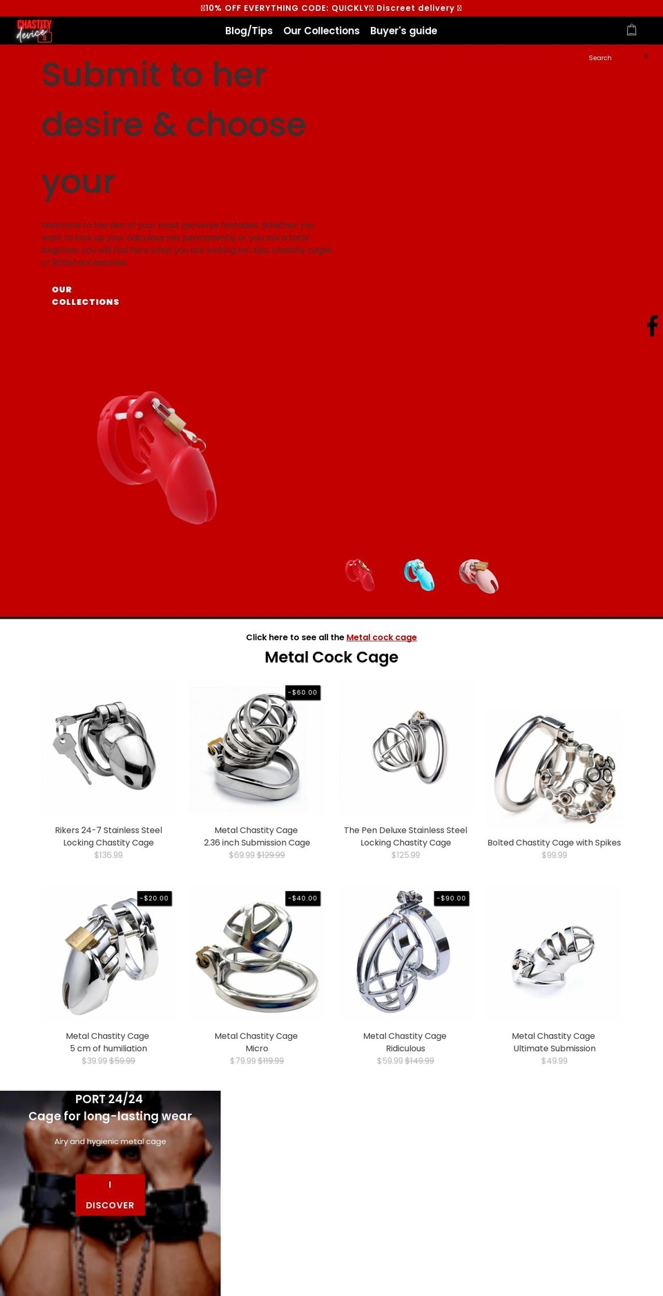 chastity-device.com shopify website screenshot