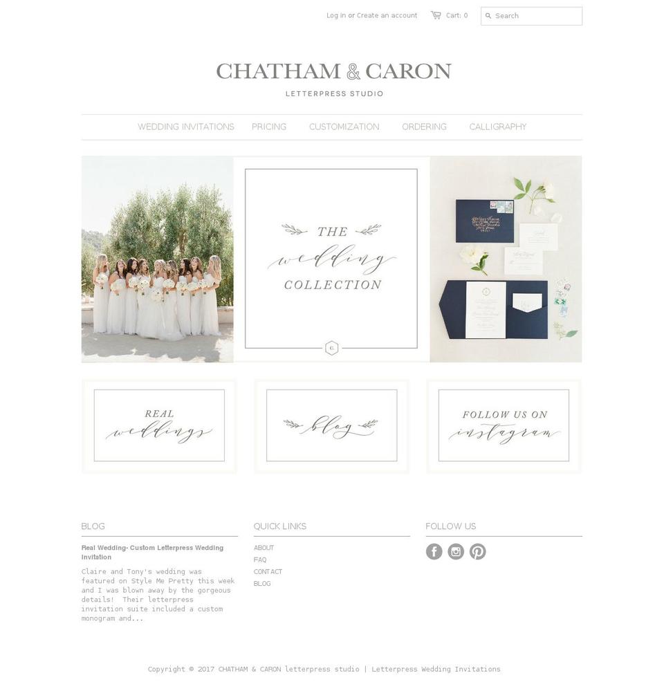 chathamandcaron.com shopify website screenshot