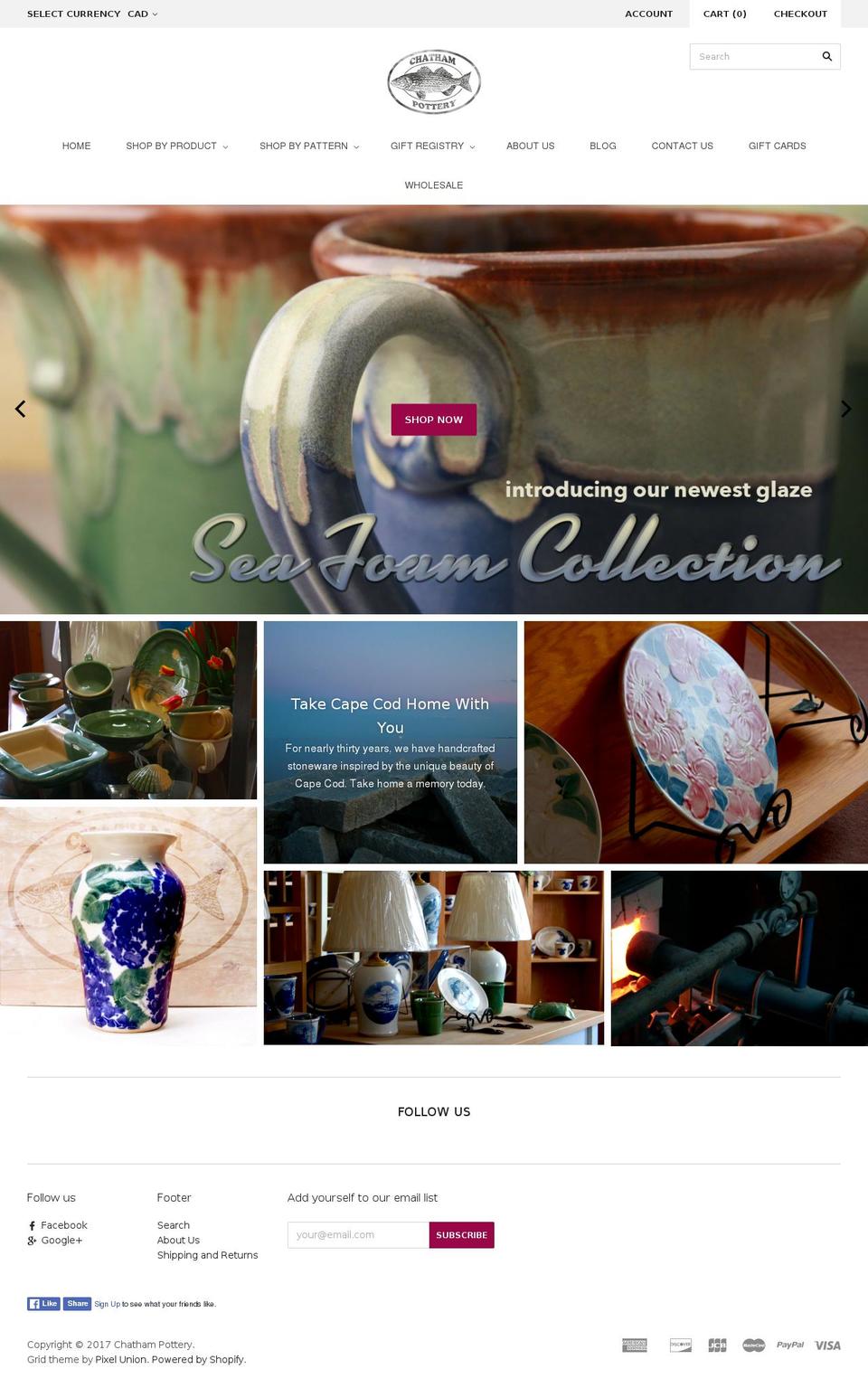 chathampottery.com shopify website screenshot