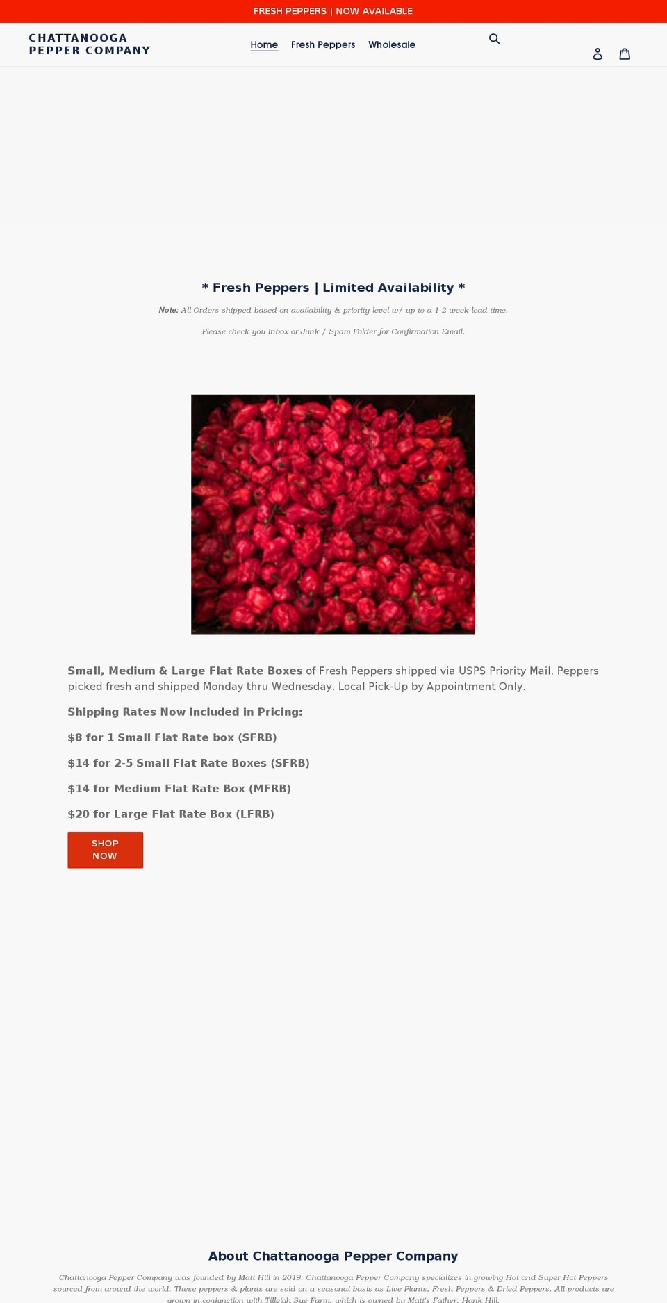 chattanoogapeppercompany.com shopify website screenshot
