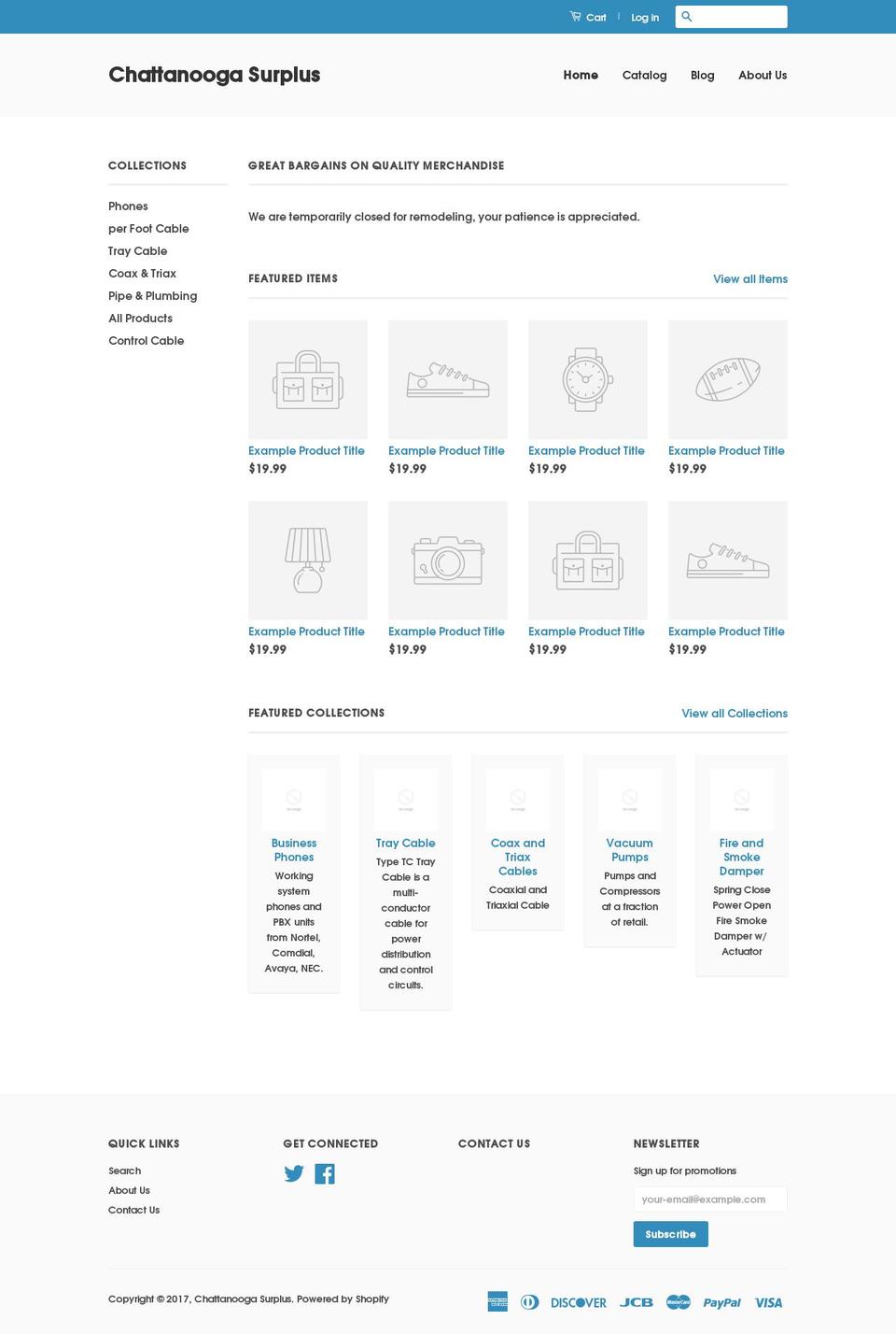 chattanoogasurplus.com shopify website screenshot