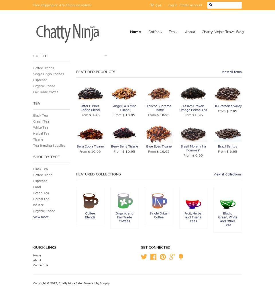 chattyninja.com shopify website screenshot