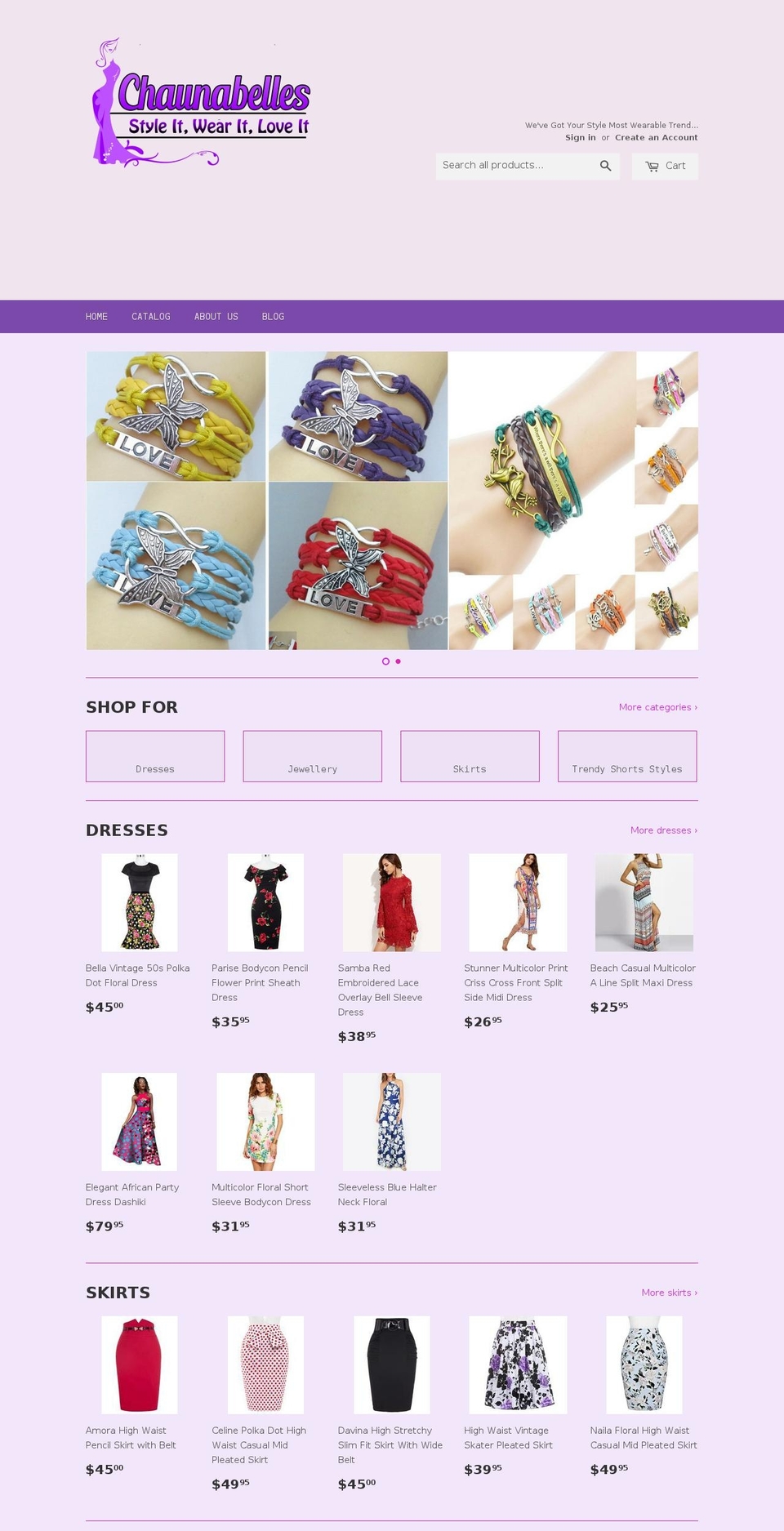 chaunabelles.com shopify website screenshot