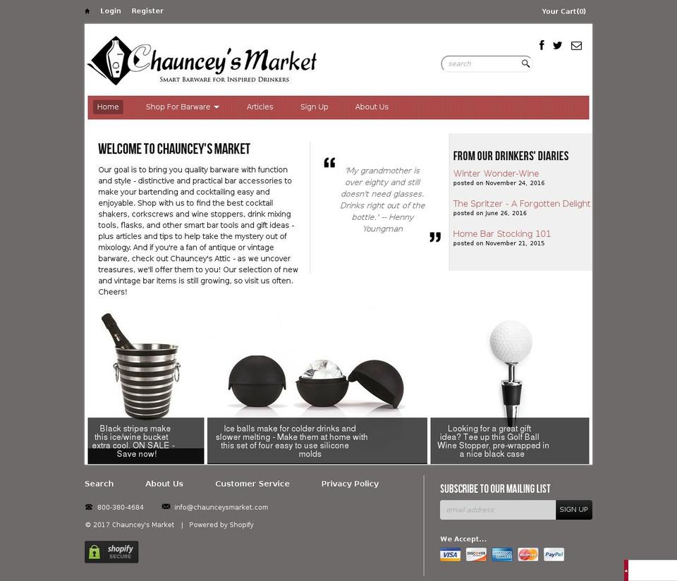 chaunceysmarket.net shopify website screenshot