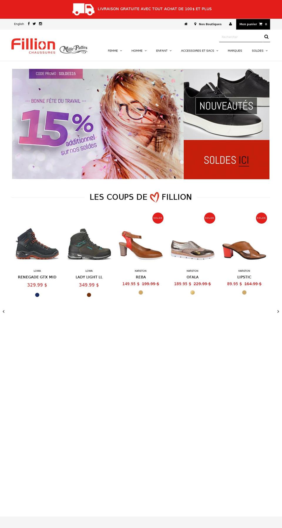 chaussuresfillion.com — Shopify storefront screenshot