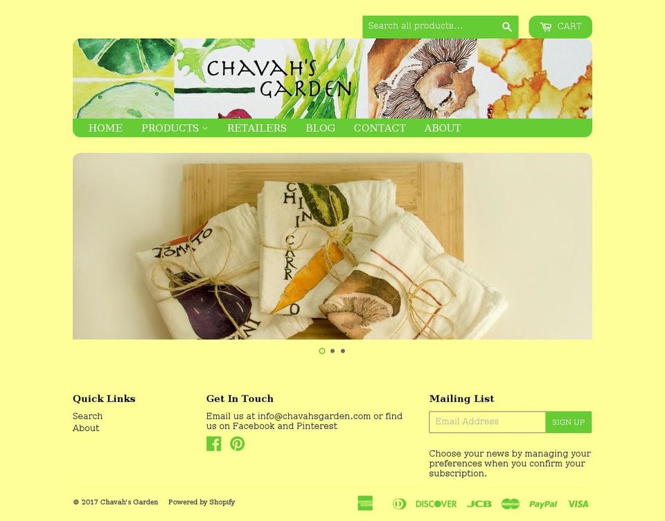 chavahsgarden.com shopify website screenshot