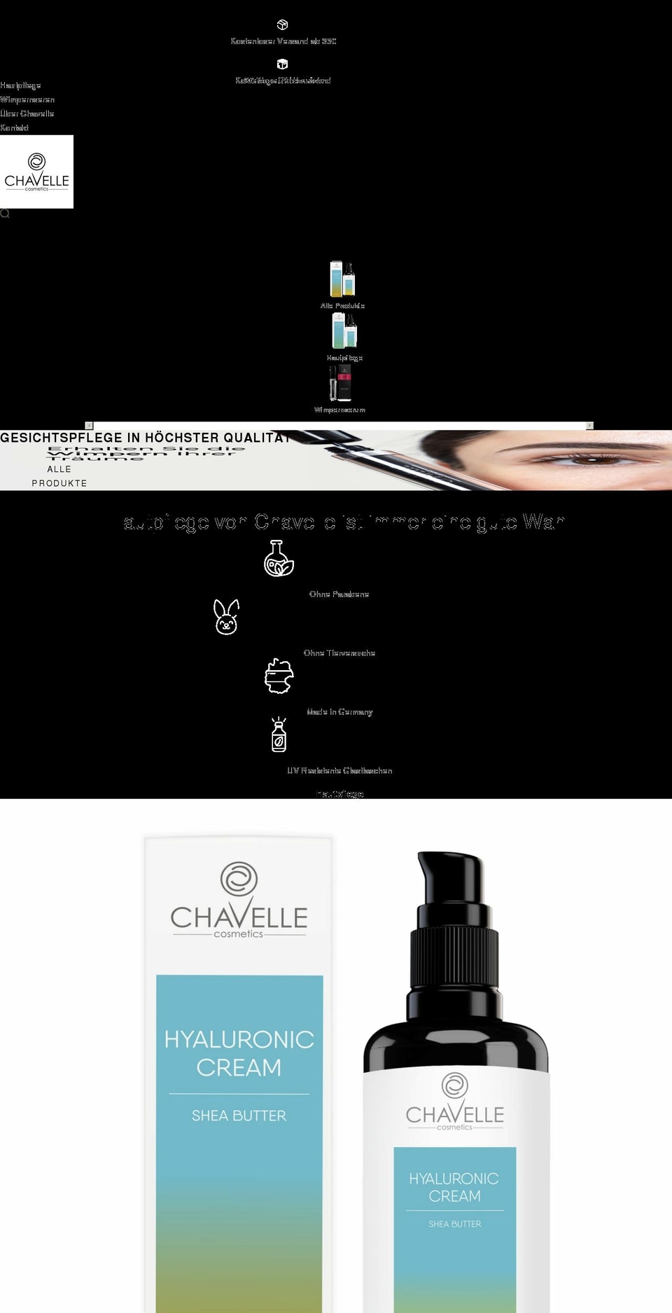 chavelle-cosmetics.com shopify website screenshot