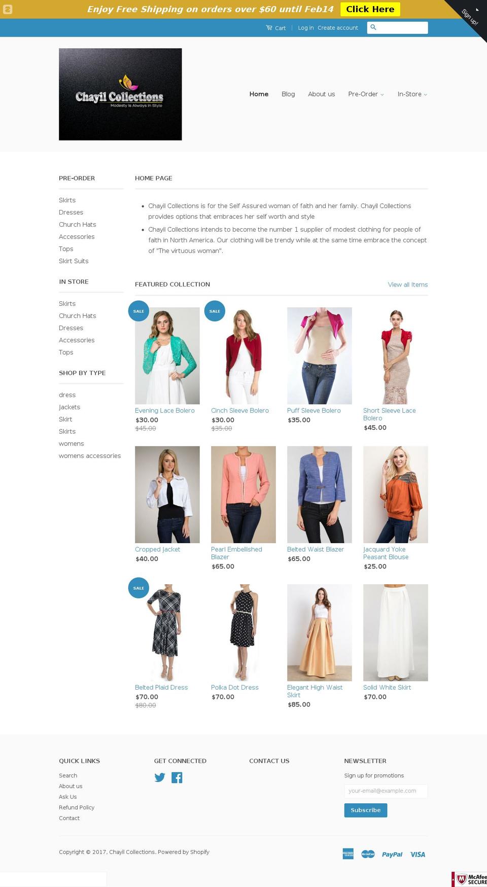 chayilcollections.com shopify website screenshot