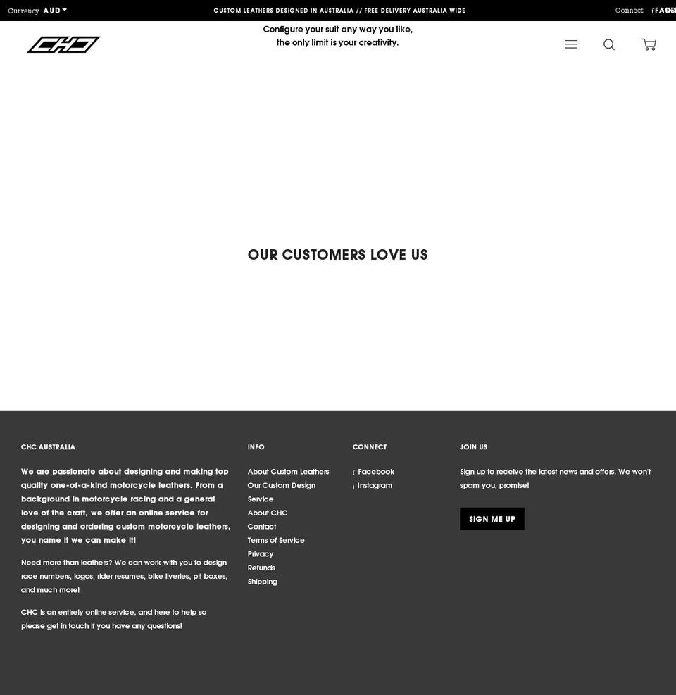 chcmotoaustralia.com shopify website screenshot