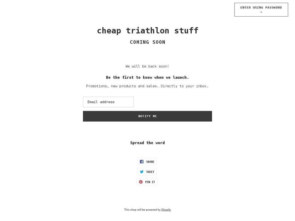 cheap-triathlon-stuff.myshopify.com shopify website screenshot