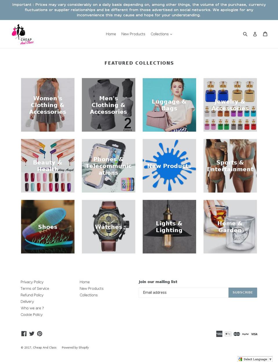 cheapandclass.com shopify website screenshot